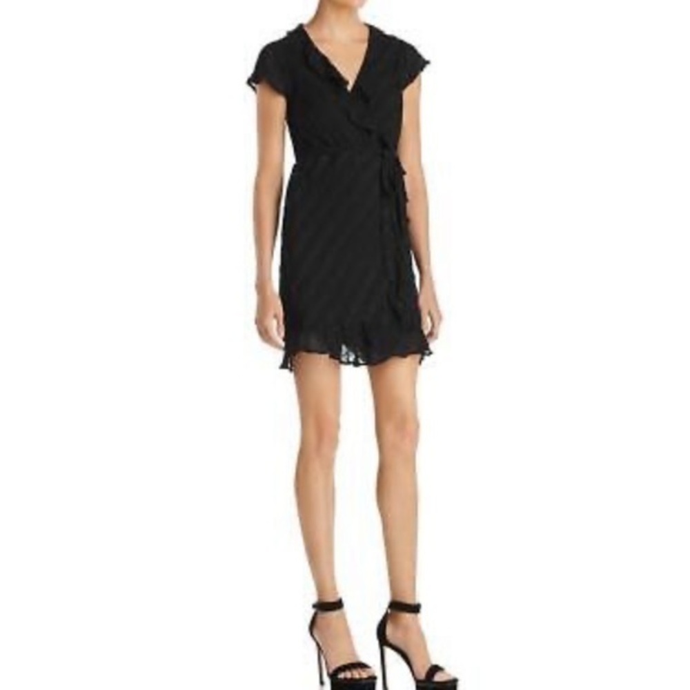 BARDOT BLACK GOTH COCKTAIL LINED CRISS CROSS VNECK BACK TIE DRESS M